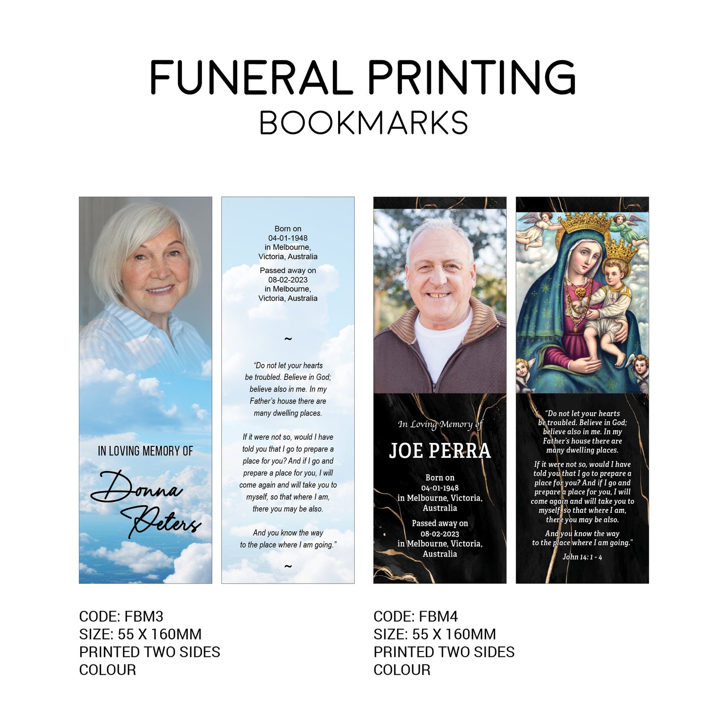 Funeral Bookmarks