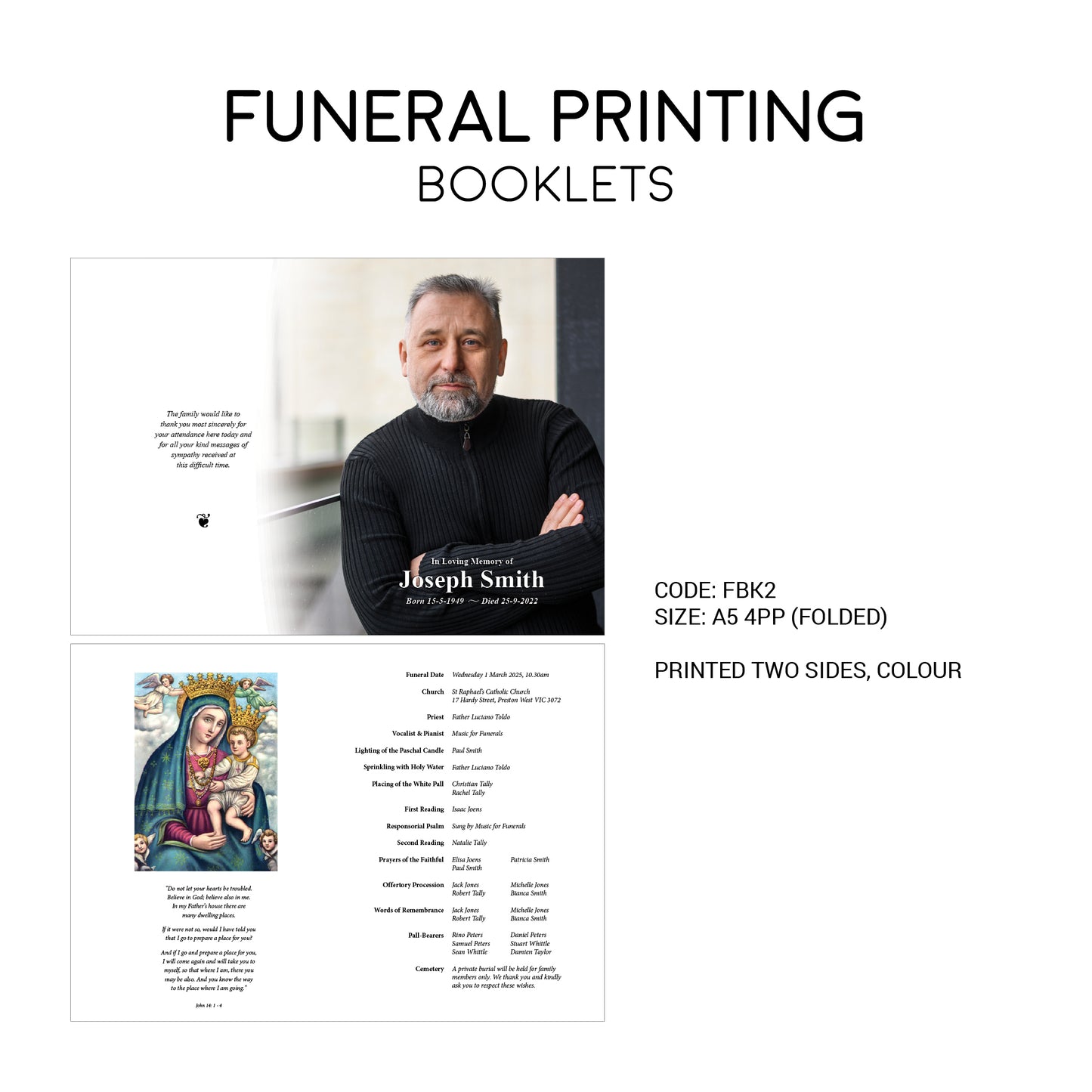 Rememberance Booklet 4 Pages