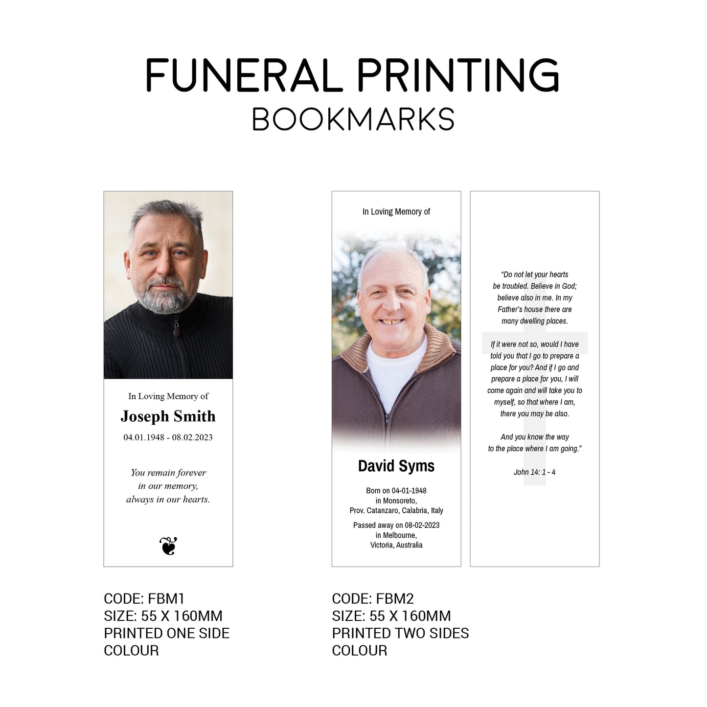 Funeral Bookmarks